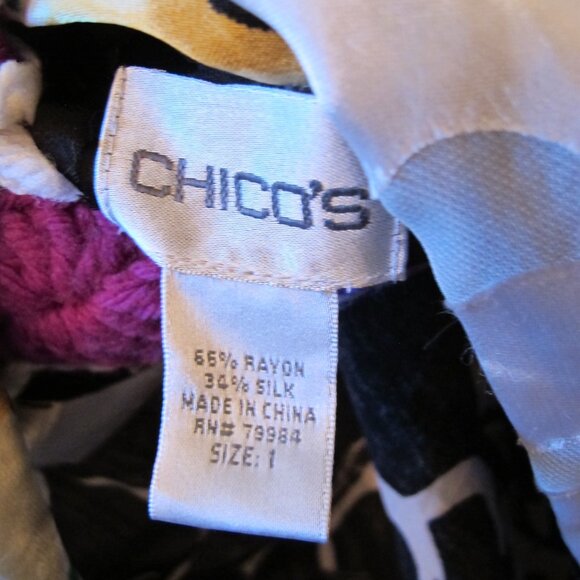 Sitewide sale Chicos Multi colored button down top silky Size 1 - Picture 3 of 3